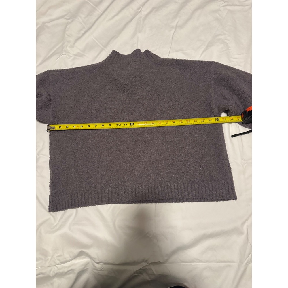 Dreamers by Debut Fuzzy Mock Neck Sweater Womens XL Gray Purple Knit Pullover